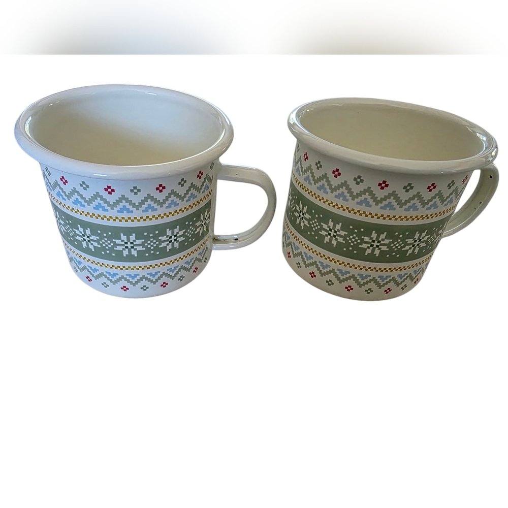 Enamelware Coffee Mugs, Christmas, Camping, Hot Cocoa, Metal, Cup